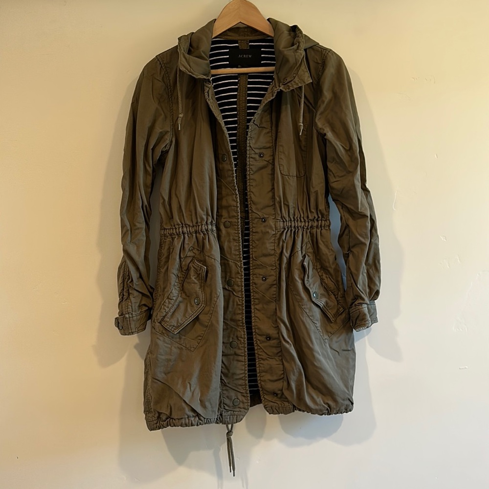 J. Crew Hooded Utility Jacket with Cinched Waist